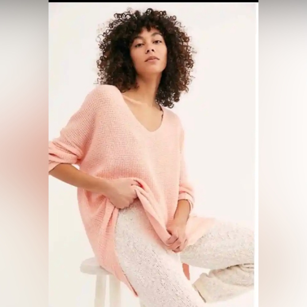 Free People Lulu Oversized V-Neck Knit Sweater